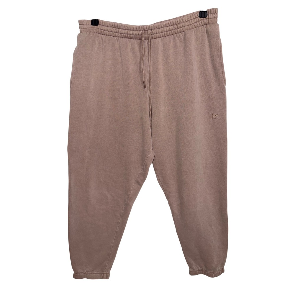 PINK Victoria's Secret Tan Fleece Jogger Sweatpants Large High Rise